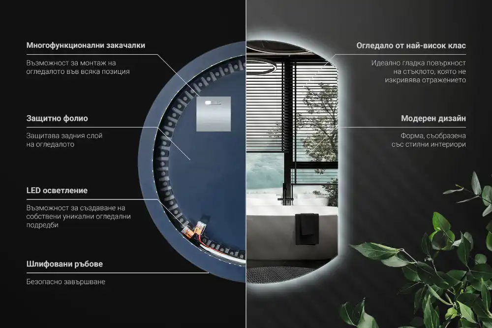 Zrkadlo s vyrezanou stranou efektné s LED