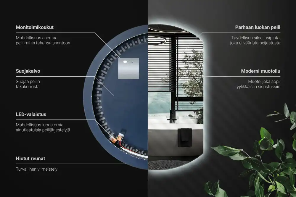 Zrkadlo s vyrezanou stranou efektné s LED