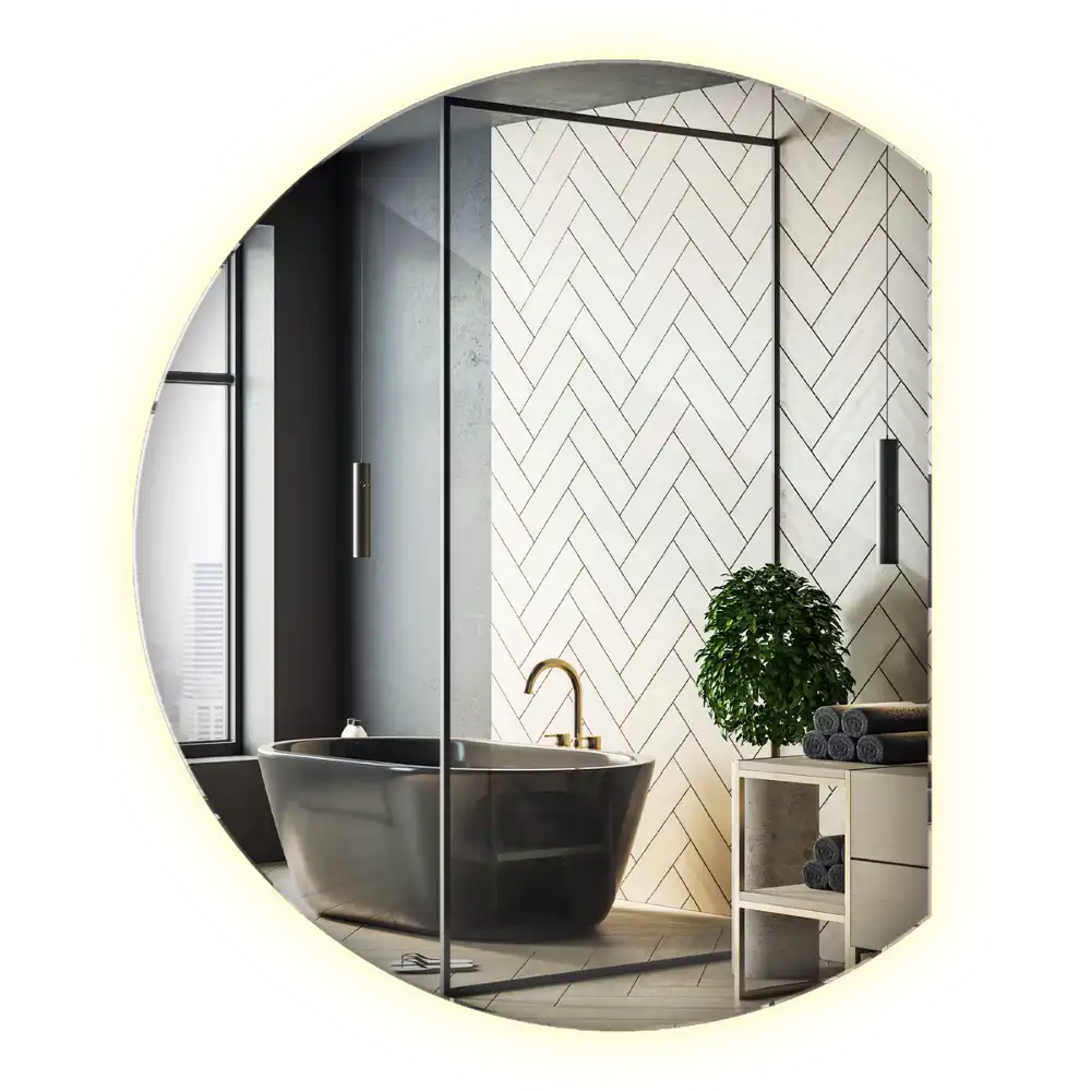 Zrkadlo s vyrezanou stranou efektné s LED