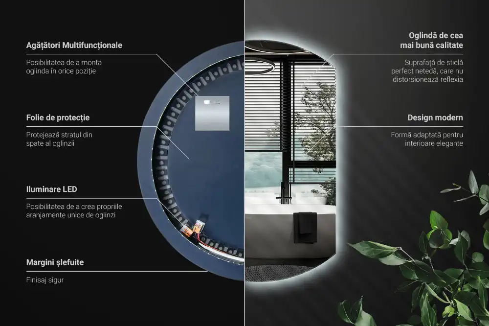 Zrkadlo s vyrezanou stranou efektné s LED