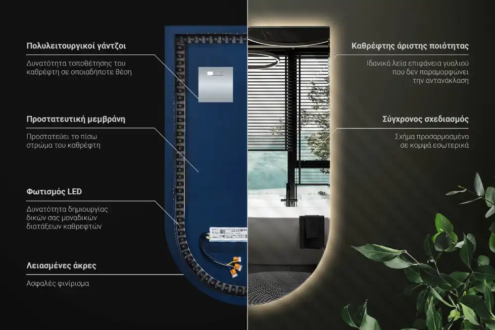 Zaoblené zrkadlo s LED osvetlením