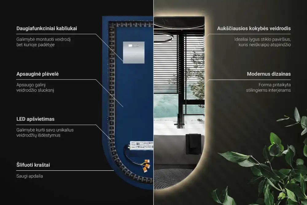 Zaoblené zrkadlo s LED osvetlením