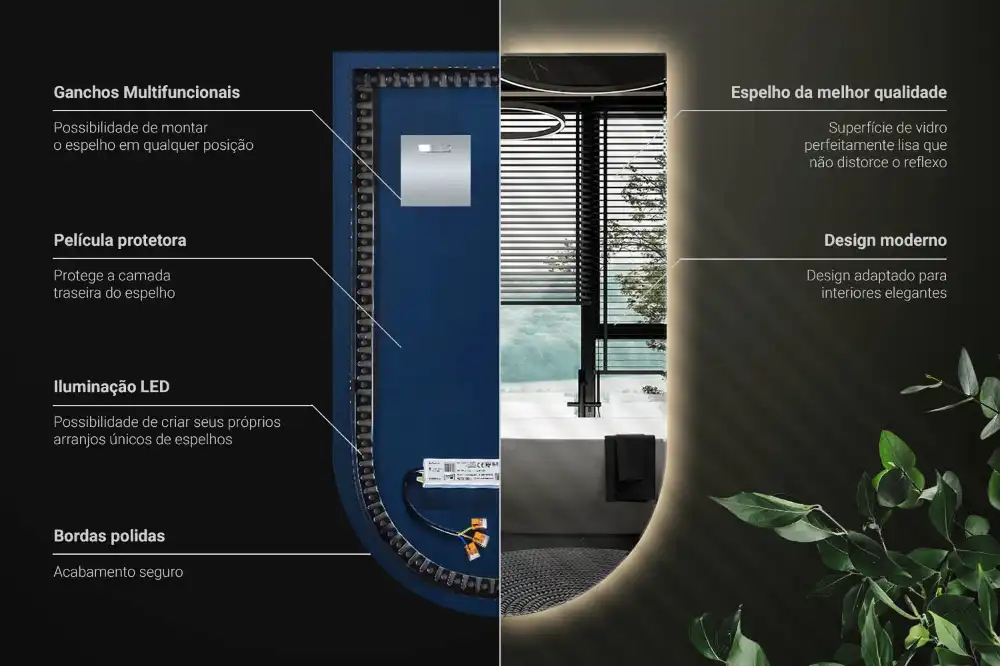 Zaoblené zrkadlo s LED osvetlením