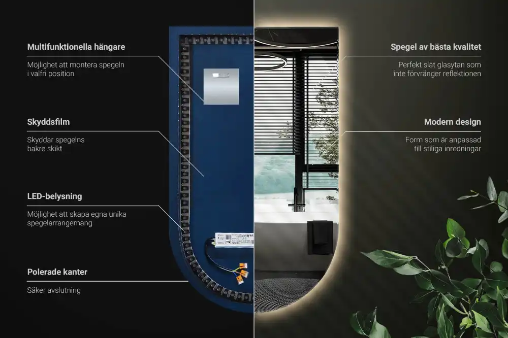 Zaoblené zrkadlo s LED osvetlením