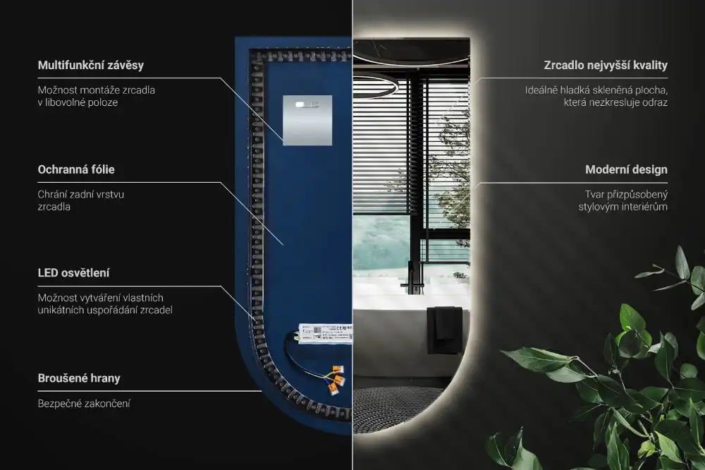 Zaoblené zrkadlo s LED osvetlením