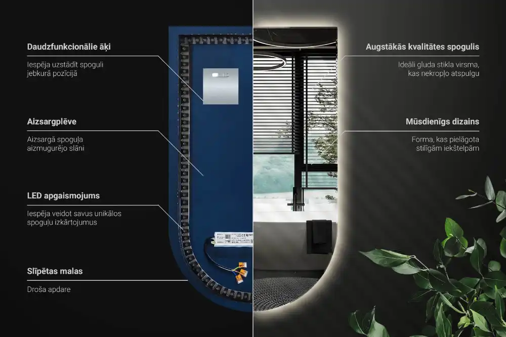 Zaoblené zrkadlo s LED osvetlením