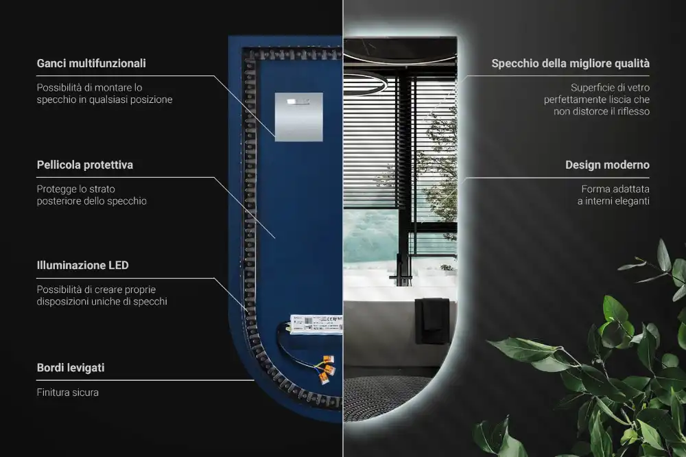 Zaoblené zrkadlo s LED osvetlením