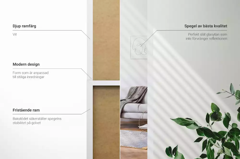 Stojace zrkadlo v bielom ráme