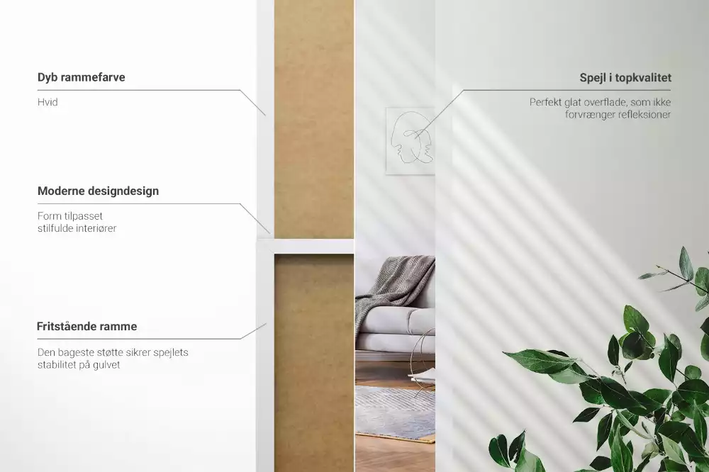 Stojace zrkadlo v bielom ráme