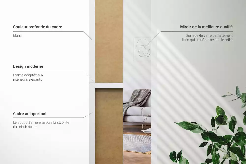 Stojace zrkadlo v bielom ráme