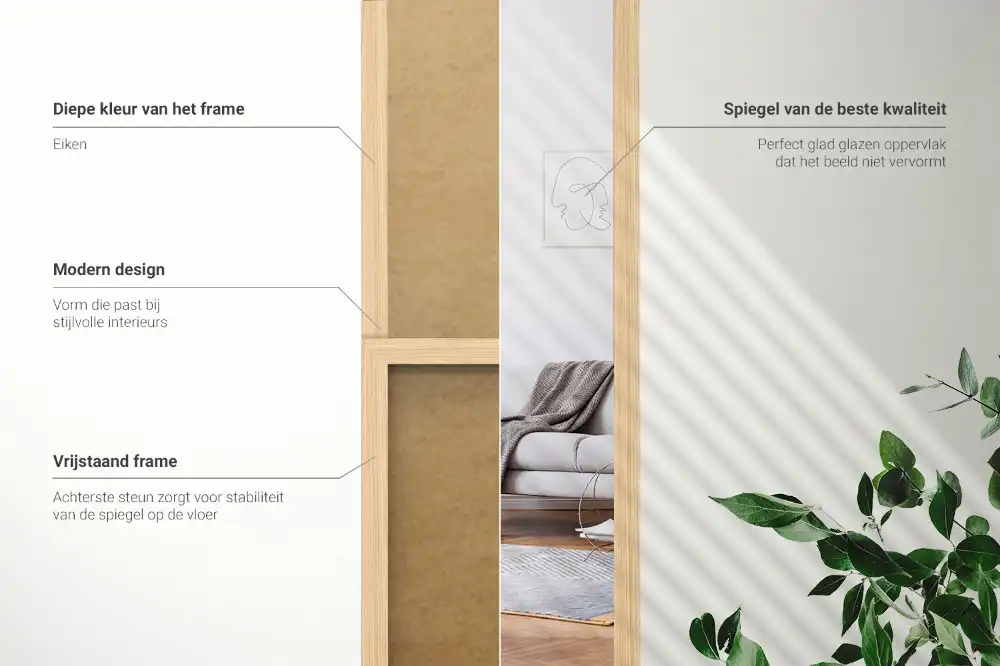 Zrkadlo stojace v dubovom ráme