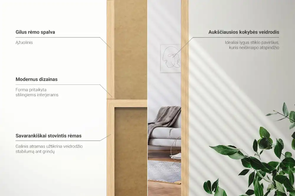 Zrkadlo stojace v dubovom ráme