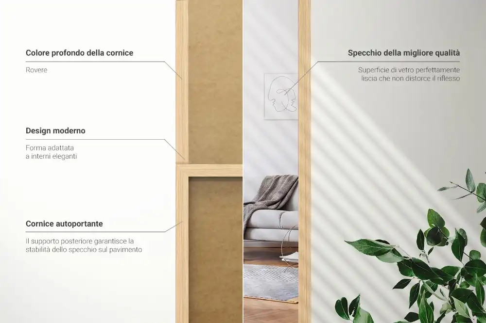 Zrkadlo stojace v dubovom ráme