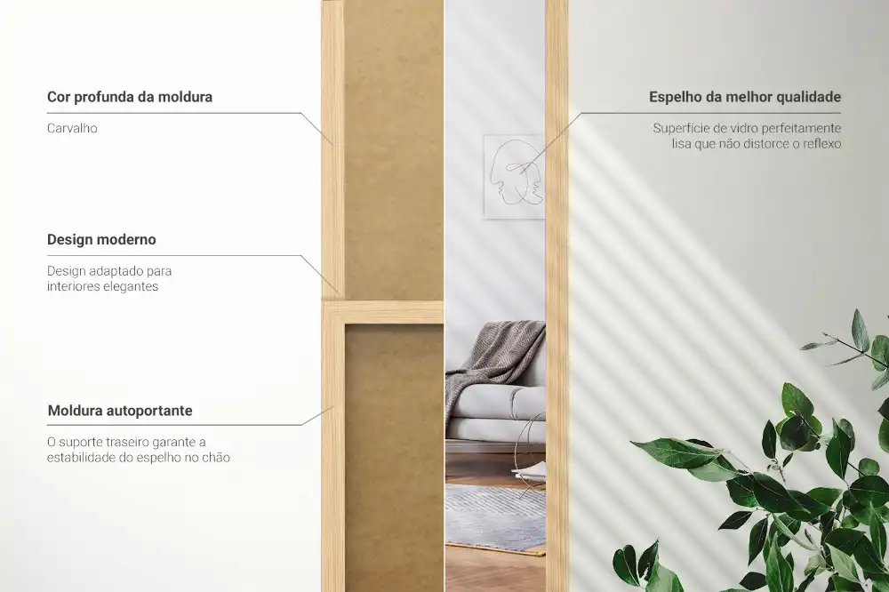 Zrkadlo stojace v dubovom ráme