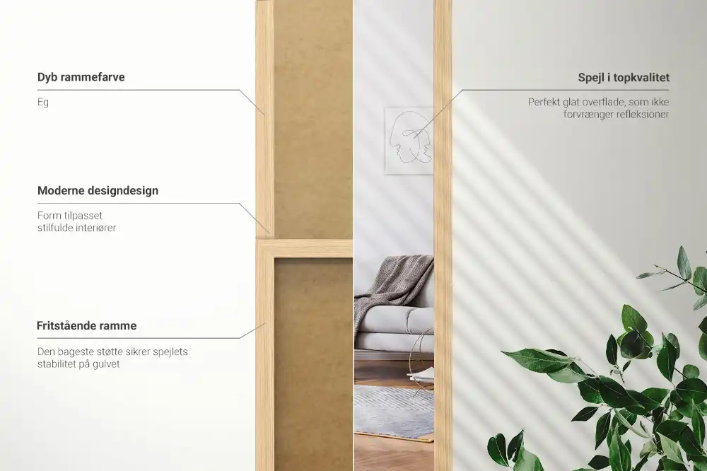 Zrkadlo stojace v dubovom ráme