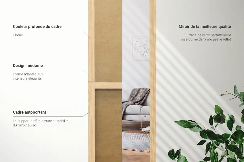 Zrkadlo stojace v dubovom ráme