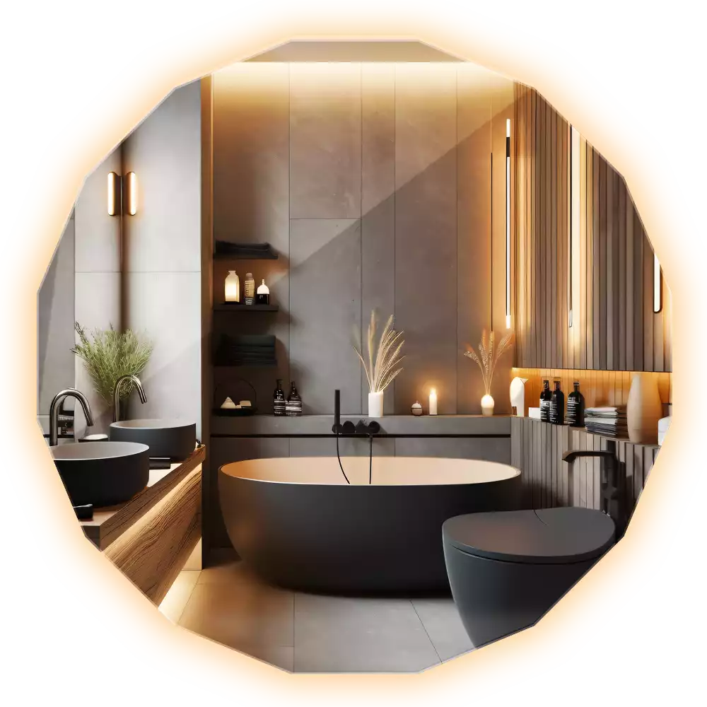 Polygonálne zrkadlo s LED osvetlením