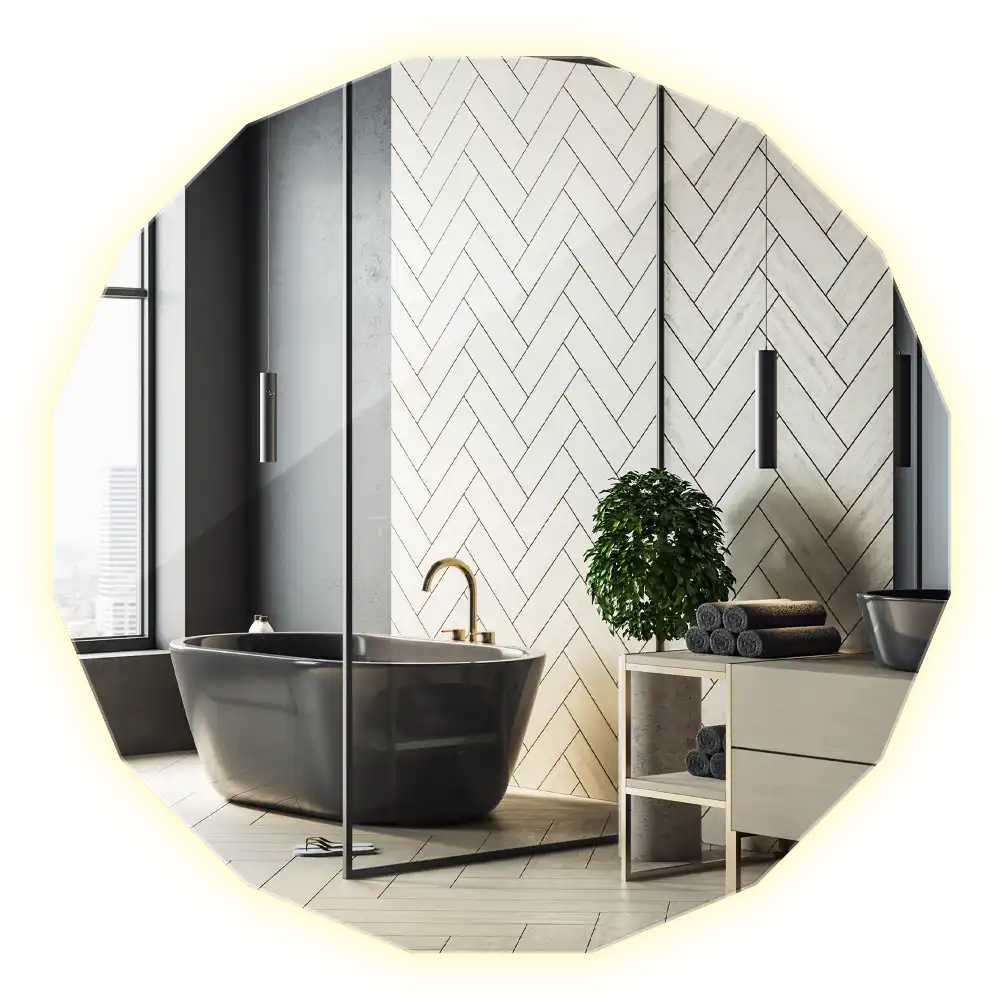 Polygonálne zrkadlo s LED osvetlením