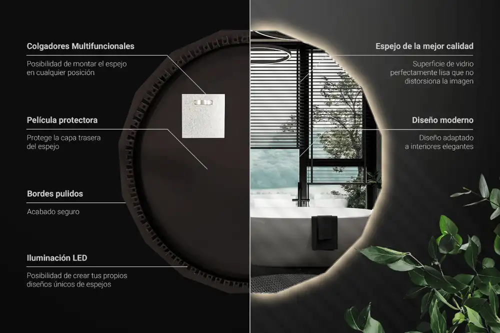 Polygonálne zrkadlo s LED osvetlením