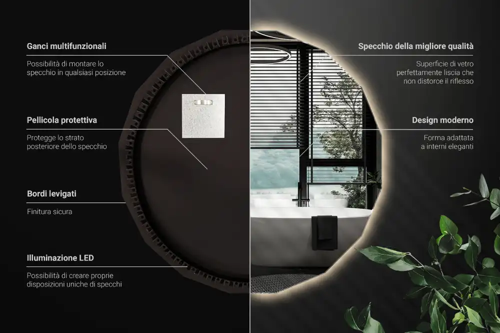 Polygonálne zrkadlo s LED osvetlením