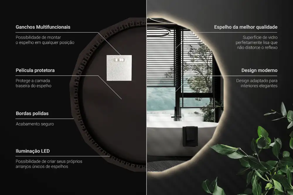 Polygonálne zrkadlo s LED osvetlením