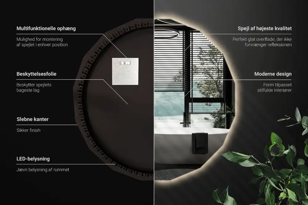 Polygonálne zrkadlo s LED osvetlením