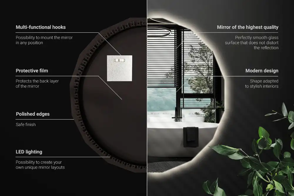 Polygonálne zrkadlo s LED osvetlením