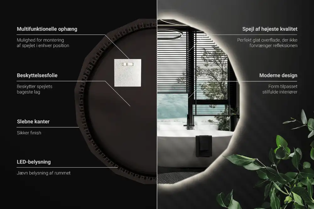 Polygonálne zrkadlo s LED osvetlením