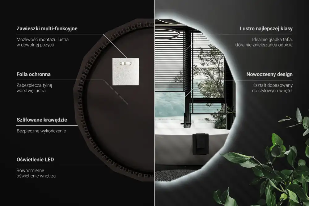 Polygonálne zrkadlo s LED osvetlením