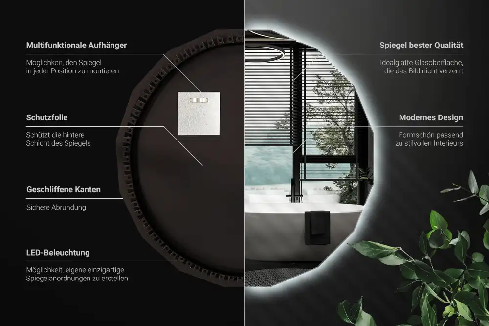 Polygonálne zrkadlo s LED osvetlením