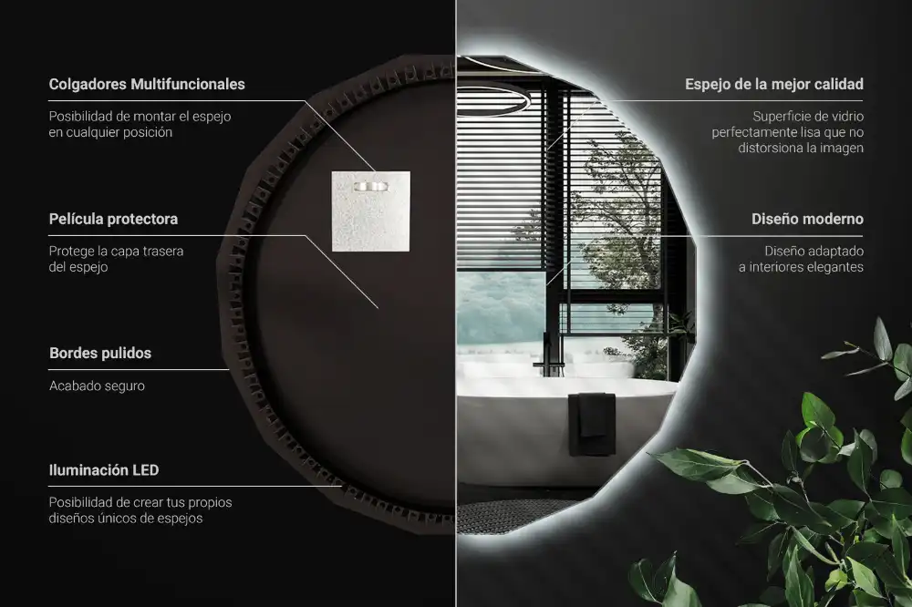 Polygonálne zrkadlo s LED osvetlením