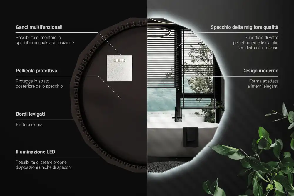 Polygonálne zrkadlo s LED osvetlením