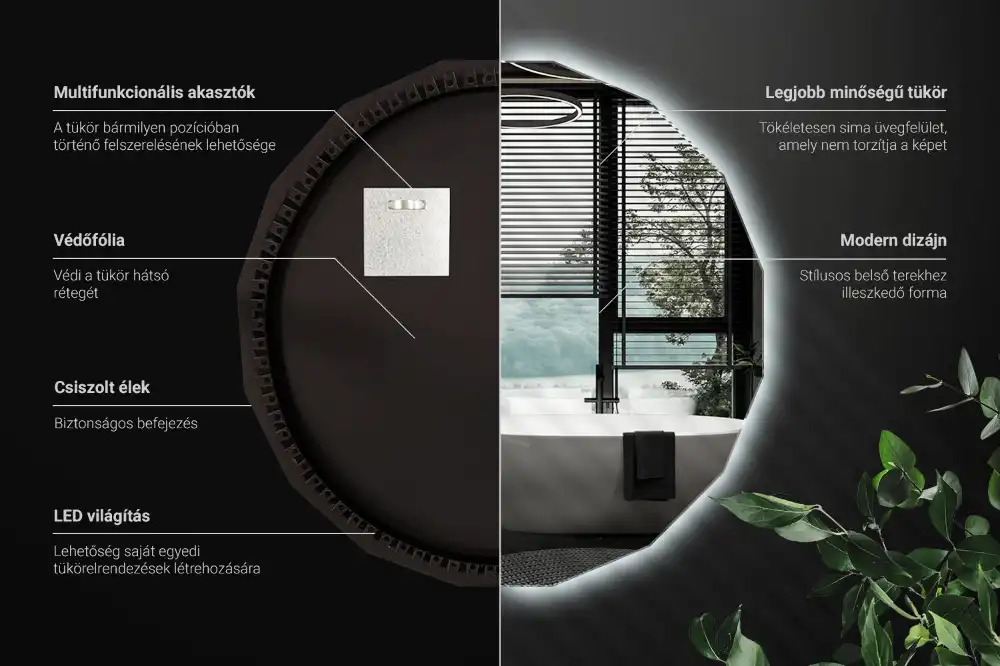 Polygonálne zrkadlo s LED osvetlením