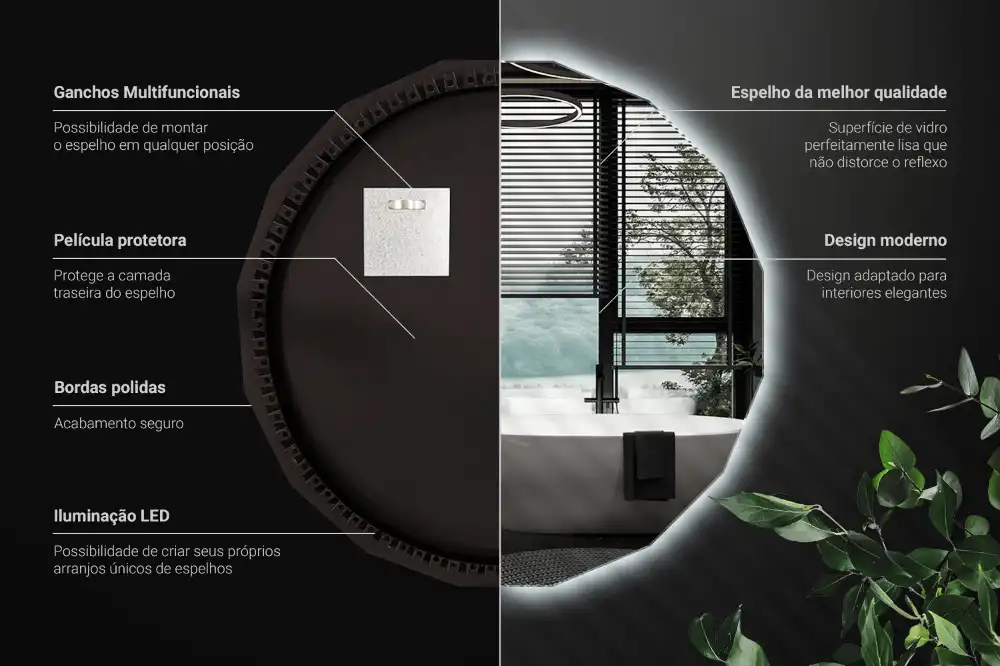 Polygonálne zrkadlo s LED osvetlením