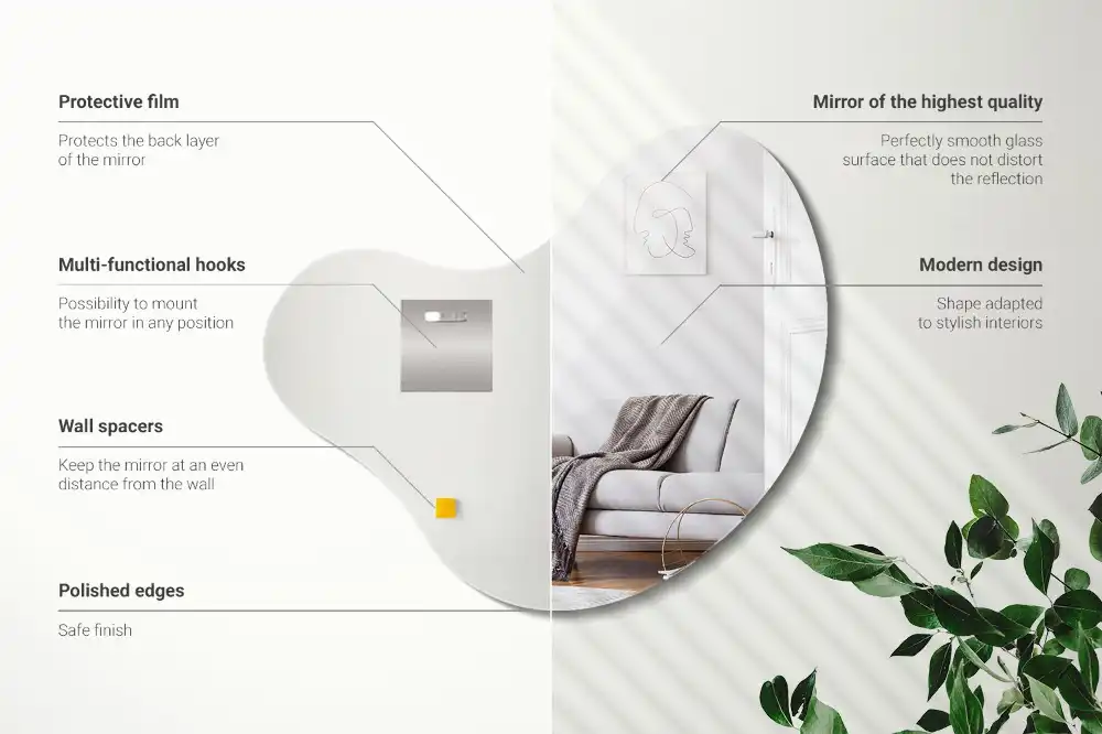 Zrkadlo s organickým tvarom bez rámu na stenu