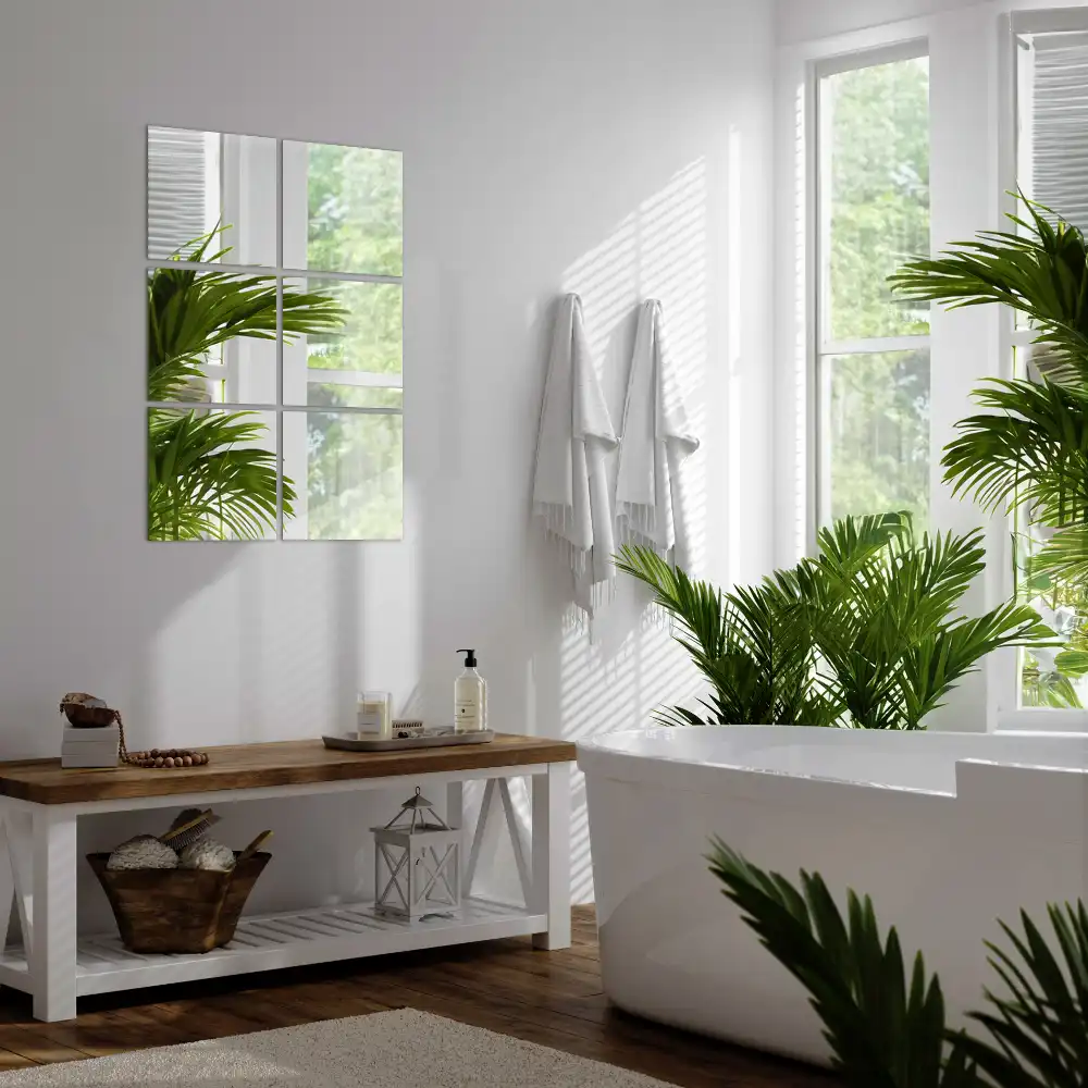 Zrkadlové obkladačky samolepiace štvorcové dekoratívne