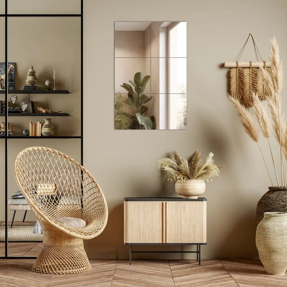 Zrkadlové obkladačky samolepiace štvorcové dekoratívne