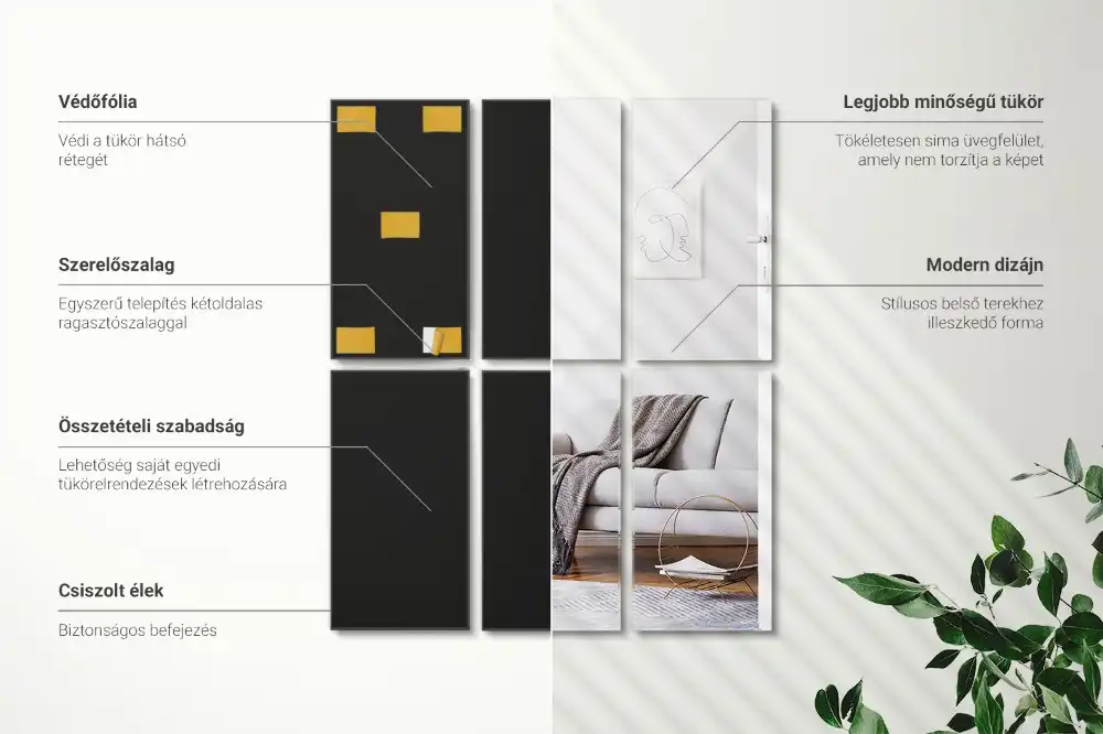 Zrkadlové kachličky obdĺžnikové samolepiace