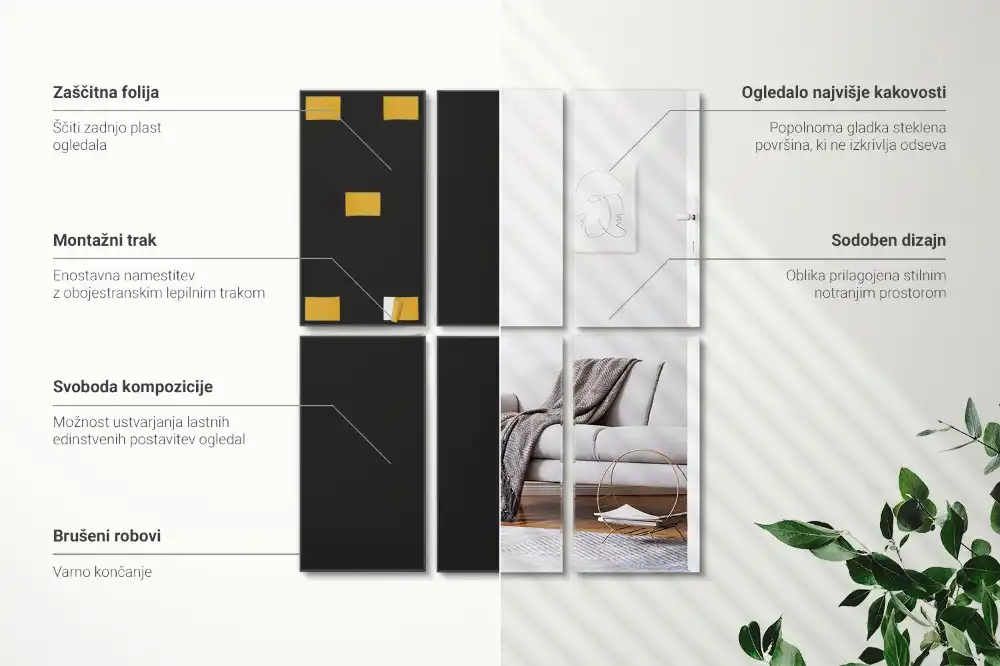 Zrkadlové kachličky obdĺžnikové samolepiace